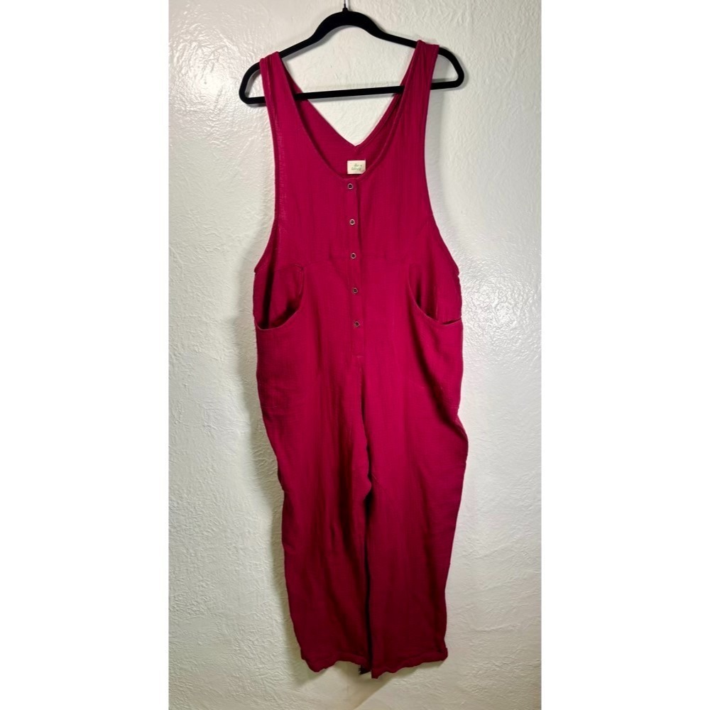 NWT 100% Cotton Pink‎ Wide Leg Jumpsuit Size S Barbie Hippie Elle Woods Cottage